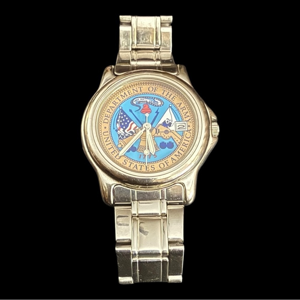 Accutime Men's Quartz Watch featuring the Seal of the Department of the Army